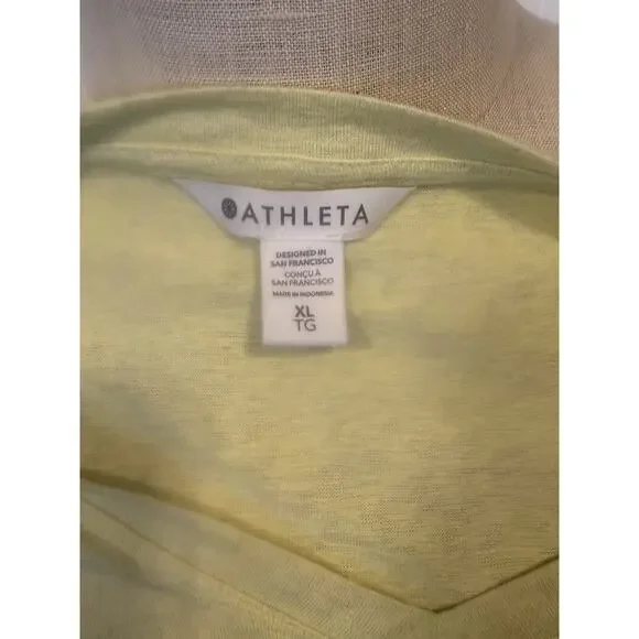 Athleta Shirt Womens XL Yellow Lightweight V Neck Short Sleeve Relaxed Tee Top - Picture 7 of 7